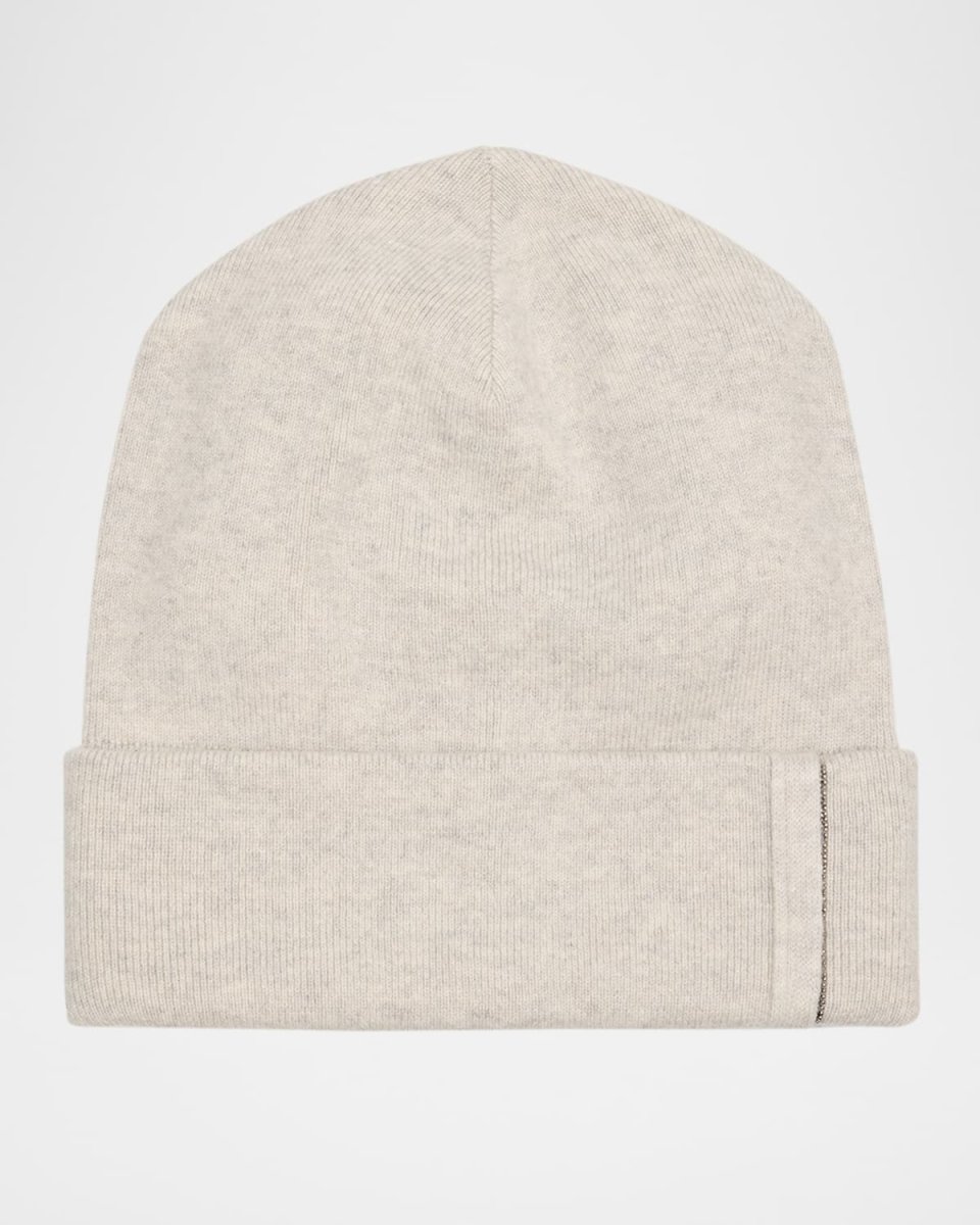 Monili-Trim Cashmere Beanie Hat